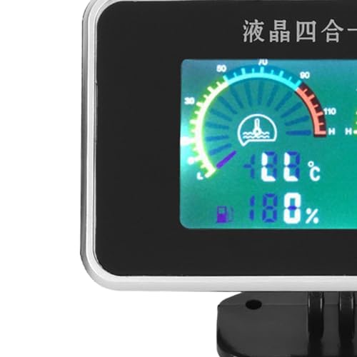 ZenithAur Przyrząd samochodowy 4 w 1 DC 9-36 V Cyfrowy wyświetlacz LCD z woltomierzem, wskaźnikiem paliwa, miernikiem ciśnienia oleju i temperatury wody do monitorowania silnika