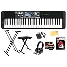 Casio CT-S500 Casiotone 61-Key Keyboard Bundle with Adjustable Stand, Bench, Headphones, Sustain Pedal, Piano Book, Online Piano Lessons, Instructional DVD, and Austin Bazaar Polishing Cloth