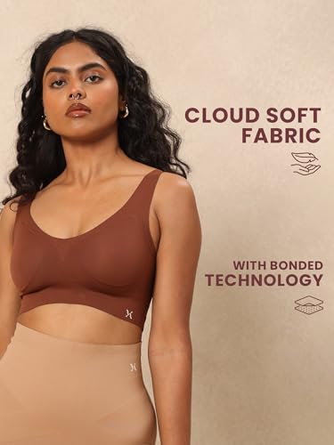 Image of Krvvy Ultrasoft Bralette | Wireless and Seamless Everyday Bra for Women | Full Coverage Slip-On Bralette with Removable Pads | Lightweight Comfort Fit