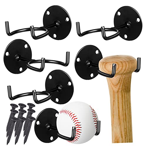 NAMOARLY Bat Holder Wall Mount Display 6 Pack Baseball Bat Racks Black for Sports Fans