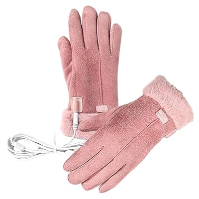 Kisangel 2 Sets USB Heated Gloves Hand Warmers Rechargeable Work Gloves Winter Gloves Recharge Hand Warmer Electric Heated Gloves Winter Women Suede Gloves Leather Outdoor Sports Gloves ski