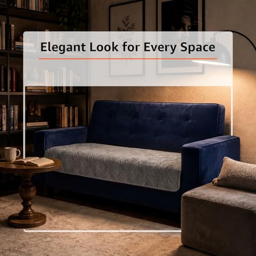 Image of Amazon Basics - Velvet Quilted Make Your Own Sofa Cover |70 x 120 cm|Microfiber Sofa Slipcover (Grey, 2 Seater)
