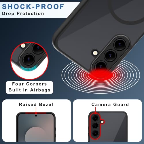 Image of CEDO Backcover for Samsung Galaxy S25 FE (5G) | Compatible with Magsafe Wireless Charging | Camera Protection Shockproof Case | Magnetic Ring Lock Transparent Acrylic Clear Backcase (Black)