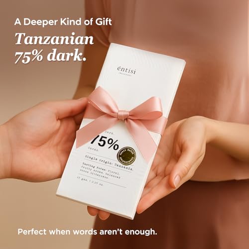 Image of Entisi Dark Chocolate Bar Chocolates In Fresh, 75% Cocoa, Vegan, Single-Origin Tanzania Chocolate, Rich In Antioxidants, Gourmet Treat With Smooth Texture, Premium Snack or Gift Option,65 G