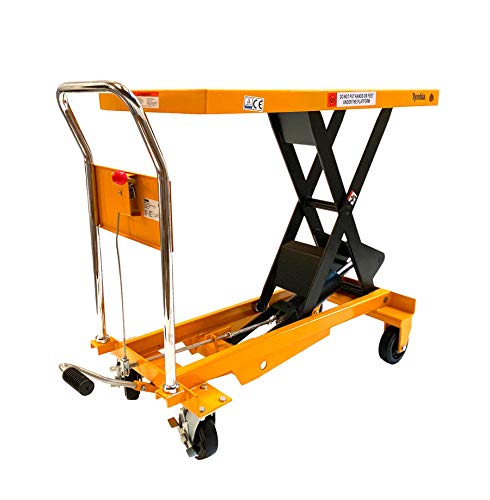 Mesa Elevadora de Tijera Manual. Capacidad 500kg a 1000mm de elevación, Dimensiones de la Base 1000x510mm. Muy Robusta y con Ruedas