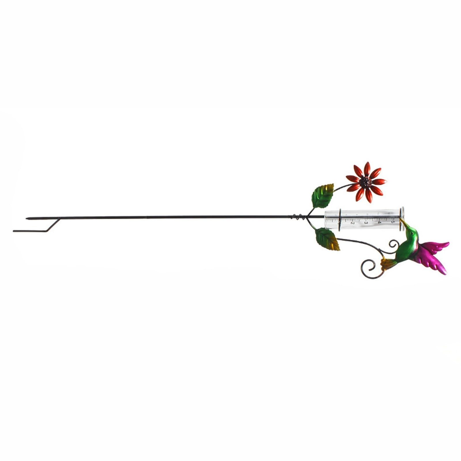 Artistic Hummingbird Shaped Rainfalls Gauges Iron Functional Outdoor Rain Measuring Device Decorative Tool for Patios Borosilicate Glass Rain Measure