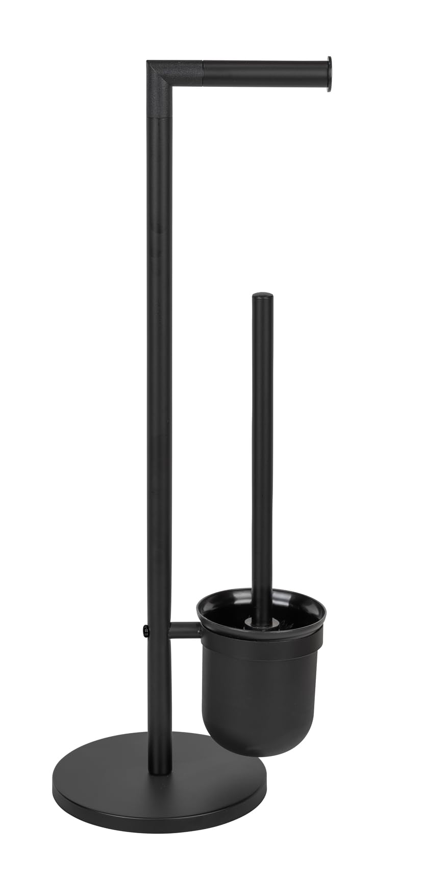 WENKO Parus brosse WC sur pied et porte-papier en acier laqué noir pour toilettes