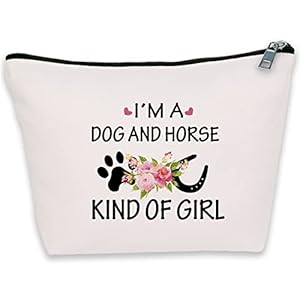 Dog Horse Lover Gifts Makeup Bag for Girls Teenager I’m A Dog And Horse Kind Of Girl Cosmetic Bag Cowgirl Equestrian…