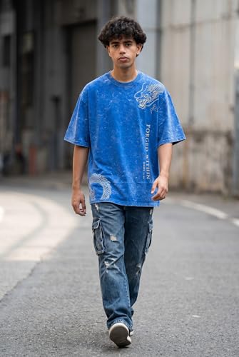 Image of boffi ... 100% Cotton Oversized T-Shirt Unisex Drop Shoulder Dye Washed Street Look Black Pack of 1