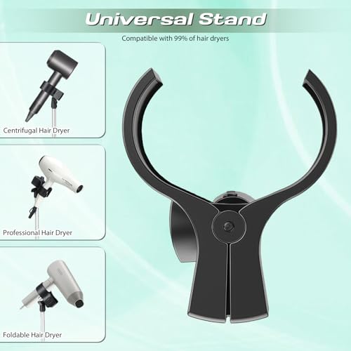 TAZZOR Bodenständiger Haartrockner Halter 75 Bis 150 cm Höhenverstellbar Föhn Halterung 180° Verstellbarer Hair Dryer Ständer mit Haarkamm für Badzimmer Schlafzimmer Balkon Wohnzimmer
