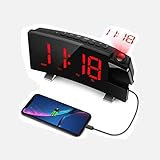 ✔【Power-off Memorry】﹥﹥Die Projektionsfunktion funktioniert nur mit Netzstrom. Der Wecker verfügt jedoch auch über eine eingebaute Pufferbatterie. Die Einstellungen für Zeit / Alarm / Radio bleiben auch bei Stromausfall erhalten. Mit der 5 V / 1,2 A USB-Ausgangsschnittstelle können Sie Smartphones im Ruhezustand aufladen.