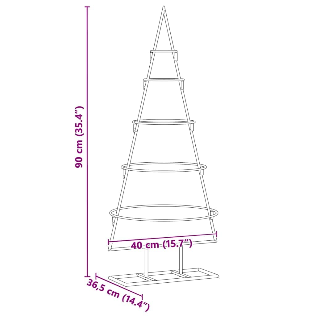 Decorazione per albero di Natale in metallo con supporto in acciaio per una moderna decorazione natalizia fai da te, in metallo nero, 90 cm