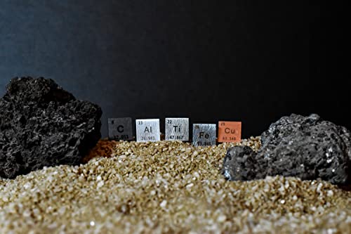 Image of Element 10mm Cube Set 5 PCS - Titanium Copper Aluminum Iron Carbon - with Display (95.0-99.95 Purity Ti Cu Al Fe C)