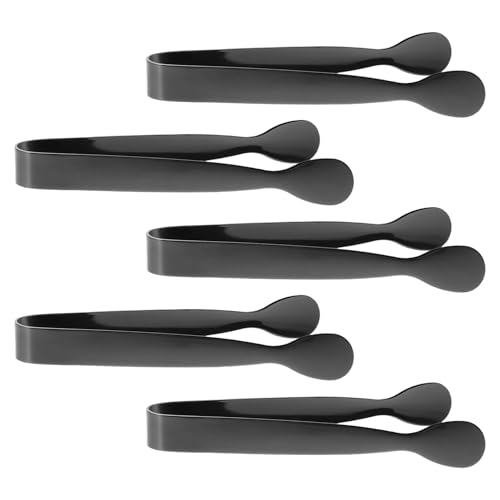 PRETYZOOM 5pcs Mini Food Tongs Stainless Steel Appetizer Tongs for Sugar Cubes Ice Snacks for Weddings Tea Parties and Bars Compact Ergonomic Design Stylish Kitchen Accessory