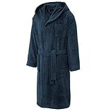 CelinaTex Borkum Herren Bademantel mit Kapuze Baumwolle Frottee Hausmantel Morgenmantel Größe S - XXL, XL, Dunkelblau