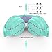 Besom Kids Headphones Girls, i36 Foldable Stereo Ear Headphones w/Mic 3.5mm Jack Wired Cord On-Ear Headset for Children Kid Teens Adult Headphone(Green/Purple)