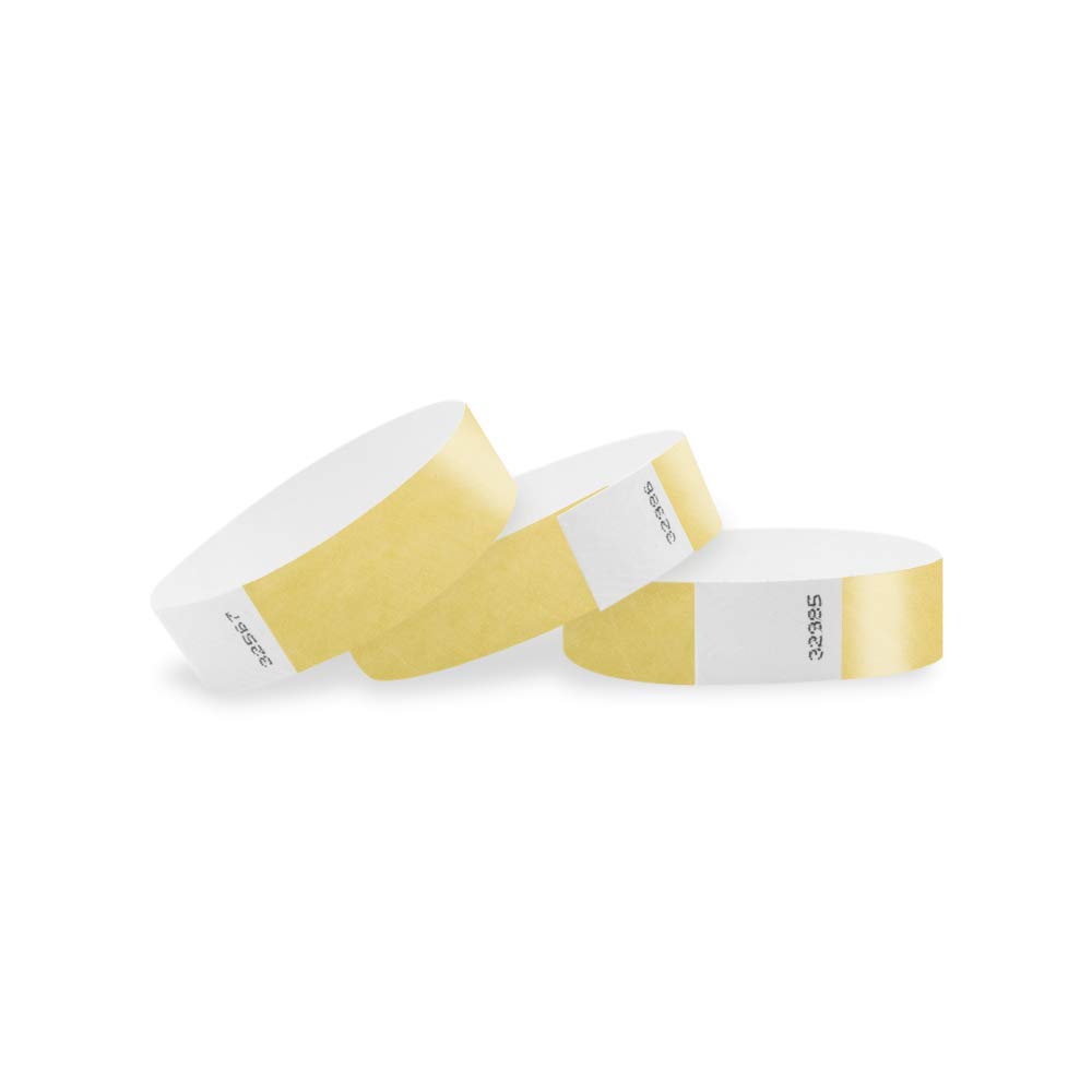WristcoGold 3/4" Tyvek Wristbands - 500 Pack Paper Wristbands for Events