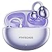 PTHTECHUS Audífonos Inalámbricos Bluetooth de Clip, Audífonos Deportivos 12mm Diafragmas con ENC, 30H Reproducción, IPX5, Compatibles con iOS Android 5.4 Open-Ear, Llamadas nítidas (Morado Brillante)