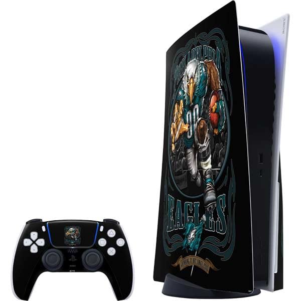 Skinit Decal Gaming Skin Compatible with PS5 Bundle - Officially Licensed Liquid Blue NFL Philadelphia Eagles Running Back Design