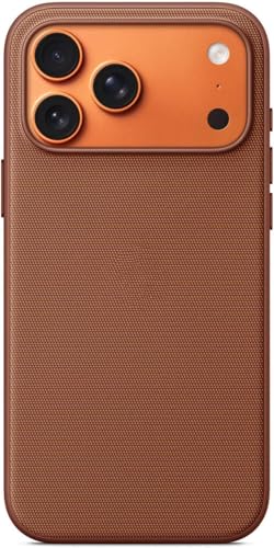Image of QHOHQ Luxury Vintage TechWoven Back Cover for iPhone 17 Pro (6.3 Inch) | Premium Woven Texture Case with Shockproof Protection | Premium Slim Fit Case with Wireless Charging Support (Sienna Brown)