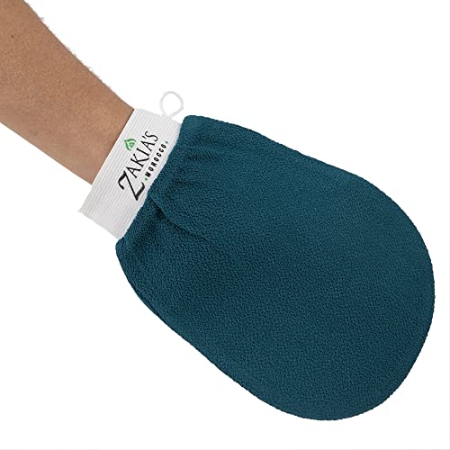 Zakia's Morocco Original Kessa Exfoliating Glove - Removes unwanted dead skin, dirt and grime. Great for self-tanning preparation. Made of 100% natural Rayon. (Pack of 2, Rough Blue)