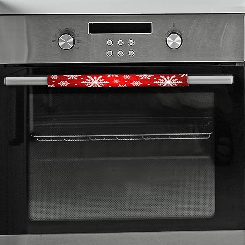 Image of Pardick Christmas Red Snowflakes Refrigerator Door Handle Covers Set of 2Xmas Decor Washable Fridge Dishwasher Mocrowave Oven Door Decor Handle Cover Keep Your Kitchen Appliance Holiday Decorate