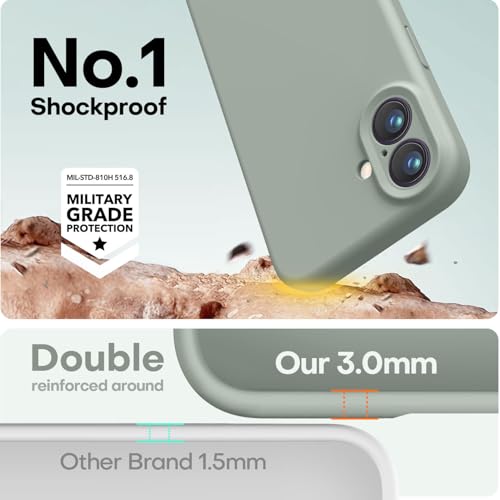 Image of LOVE 3000 Designed for iPhone 16 Case, Premium Silicone with [Soft Anti-Scratch Microfiber Lining] Shockproof Protective Phone Case for Men Women Girls 6.1 inch, Calke Green