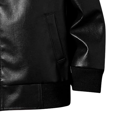 Toddler Boy Leather Jacket - Stylish Black Drop Shoulder Zip Up Leather Coat - Cool Boys Outwear Tops for Kids4