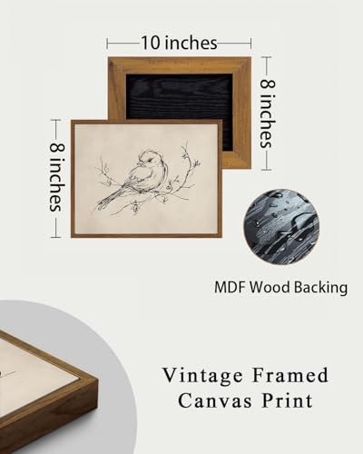 Image of KISSFOX Framed Wall Art Vintage Wall Decor Bird Pictures Rustic Animal Canvas Art Retro Paintings Farmhouse Artwork For Bedroom Living Room Kitchen