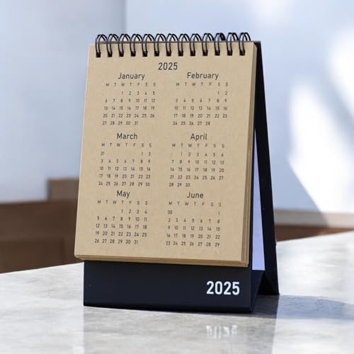 2025 Desk Calendar Mini Monthly Calendar 13 Months Standing Flip Calendar for Home Office Black (Brown) eco- friendly (Image - 2)