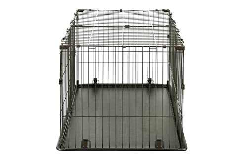 Iris Ohyama Welpenauslauf mit abschließbarer Tür und Dach, Katzengehege, H66cm, Braun, Hundebox, Für Outdoor, Indoor, Welpenlaufstall, Hundezaun, Welpenzaun, Laufstall Hund, STS-1200TY