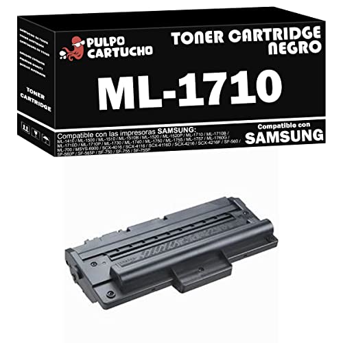 Pulpo Cartucho   Toner ML 1710 Negro Compatible con Samsung ST ML1710   Remanufacturado   Valido para Impresoras Samsung ML 1520/ML 1710/SF 750/ML 1510/ML 1710P/SCX 4100/SCX 4216F/ML1710P/SF 565P