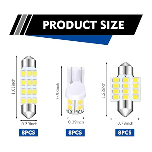 Kit de 24 bombillas LED para auto tipo T10, blanco miniatura 2