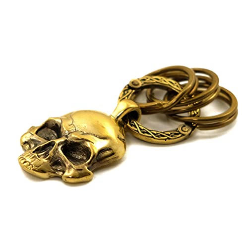 Brass Key Pendant Skull, Handmade Keychain With Brass Rings, Human Skull Key Accessory For Men And Women #TOP4