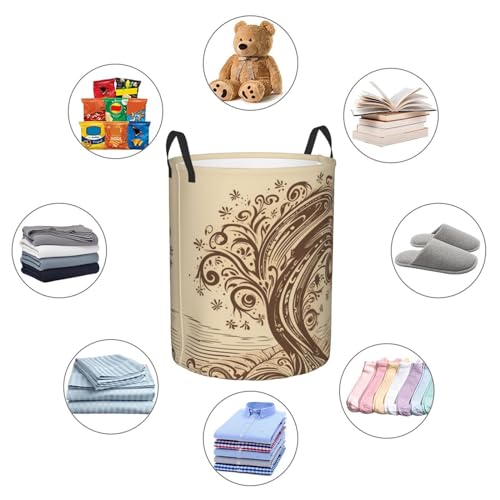 Grand panier à linge pour dortoir et chambre sac pliable motif arbre - 5