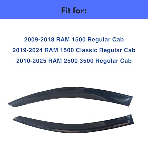 Image of IG Window Visors Fit for 2009-2018 RAM 1500 Regular Cab, 2019-2024 RAM 1500 Classic, Out-Channel Rain Guards Vent Wind Deflector 2PC, Truck Accessories for 2010-2025 RAM 2500 & 3500 (Single Cab Only)