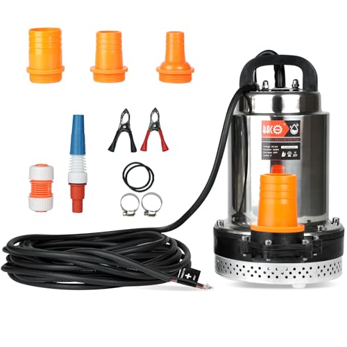 BACOENG DC 24V Solar Water Pump, Submersible Well Pump 23FT, 24GPM Lift for Farm & Ranch