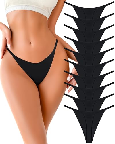 Image of UNDER THE SEA 10 Pack G String Thongs for Women Seamless Underwear Low Rise No Show Thong Stretch Womens Panties Sexy XS-2XL