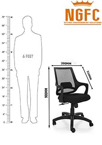 Image of NGFC Office Chair Ergonomic Nylon Base Mono Chair Office with Tilt Lock Mechanism High Comfort Seating Ergonomic Chair for Home & Office