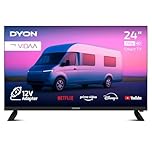 DYON Smart 24 VX-V Smart TV HD de 24 polegadas com conexão de 12 V para campismo e caravana, sintonizador triplo HD (DVB-S2/T2/C), App Store, Prime Video, Netflix, Disney+, modo hotel