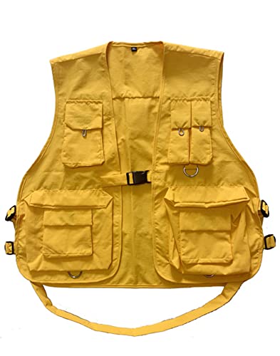 HaoMay Women's Outdoor Fishing Safari Buckle Vest Multi-pocket Photography Vest(Yellow, Medium)