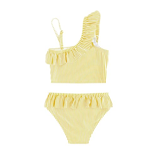 Image of LIZENS Girls Two Piece Swimwear Ruffle Trim 2-12Years Flounce Striped Beach Bathing Suit