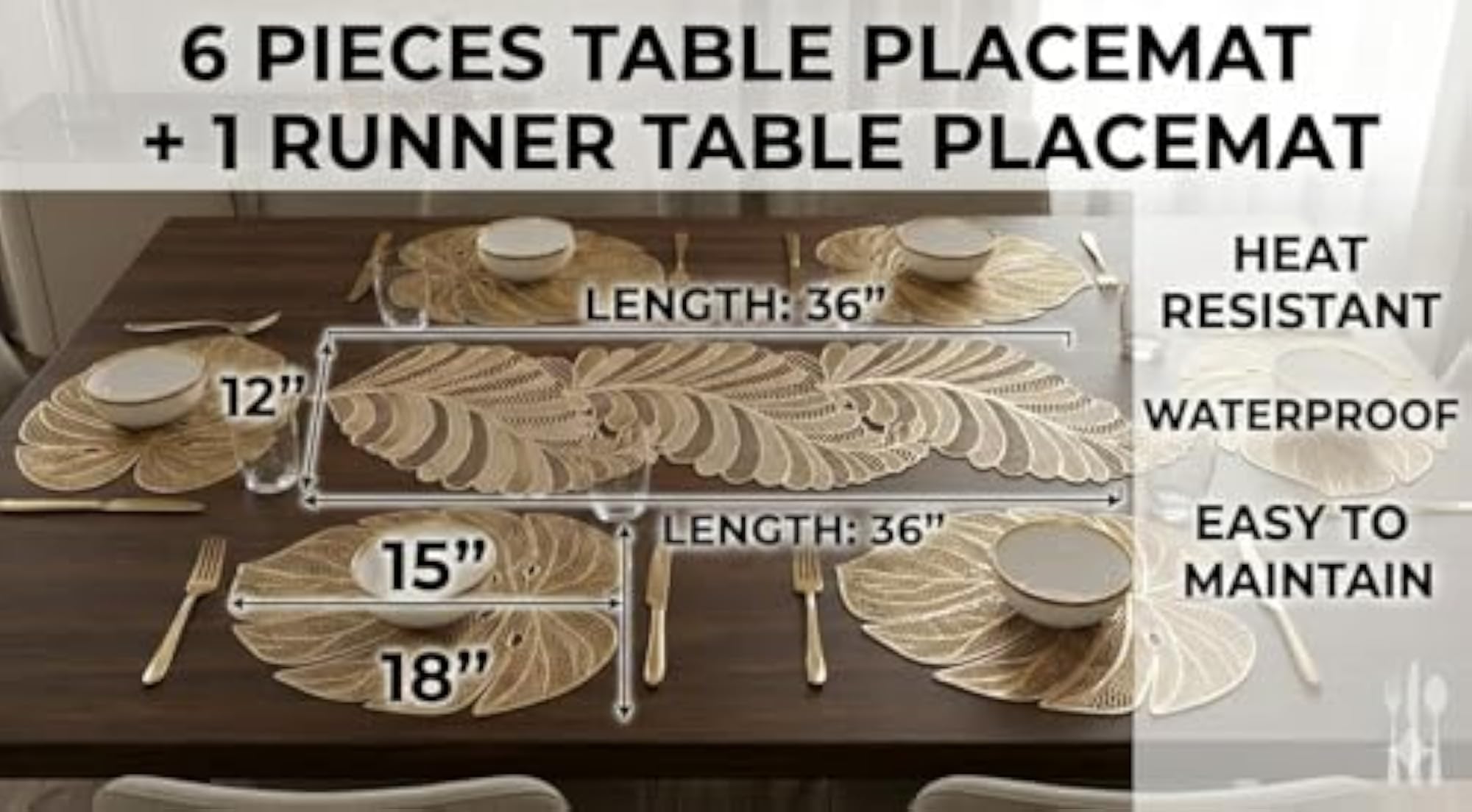 Placemat and Table Runner Combo Set for Dining Table