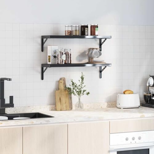 Support étagère mural acier équerre noire robuste fixation étagère lot de 4 - 4