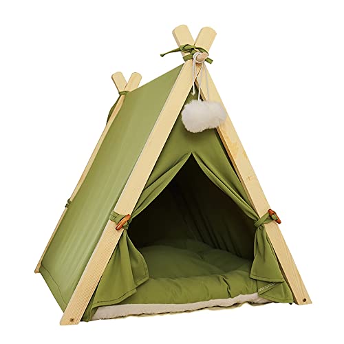 hylley Plegable - Tienda de campaña para perros grandes, portátil, para mascotas, gatos, gatos, para exteriores, para casas, interiores, cachorros, con cama acolchada (verde) Cover