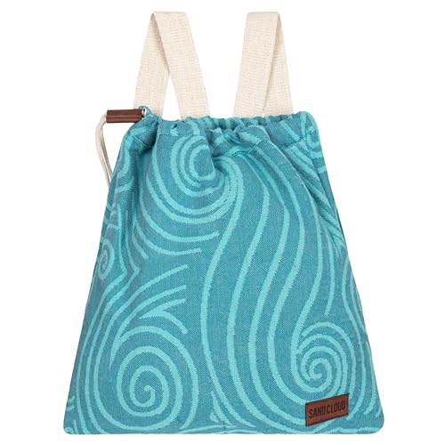 Sand Cloud Swirl Turtle Beach Towel Bag - 2-in-1 Convertible Quick Dry Sand Resistant Towel with Built-in Zipper Pocket - Compact & Lightweight for Beach Pool Gym & Travel - Turkish Organic Cotton