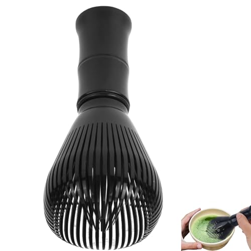 YIBOOOM 抹茶ブレンダー 抹茶ブラシ 茶筅 繰り返し使える茶せん 樹脂茶筅 樹脂製 泡立てツール バリなし カビ生えない クリーン簡単 乾きやすい 茶道ツール 茶道用 (ブラック)