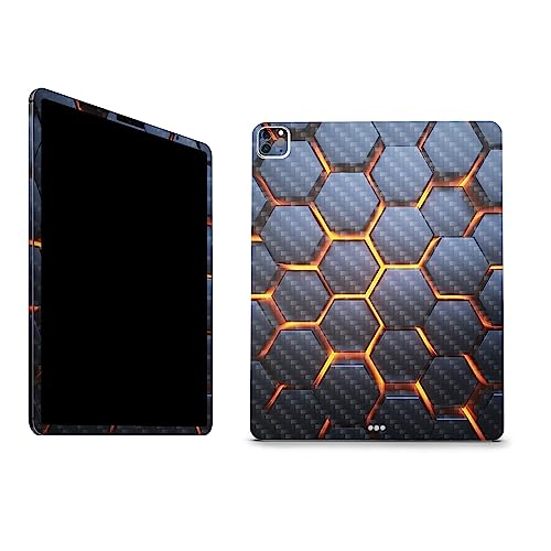 Image of MightySkins Carbon Fiber Skin Compatible with Apple iPad Pro 12.9 inch M2 6th Gen (2022) Full Wrap Kit - Lava Hex | Protective, Durable Textured Carbon Fiber Finish | Easy to Apply | Made in The USA