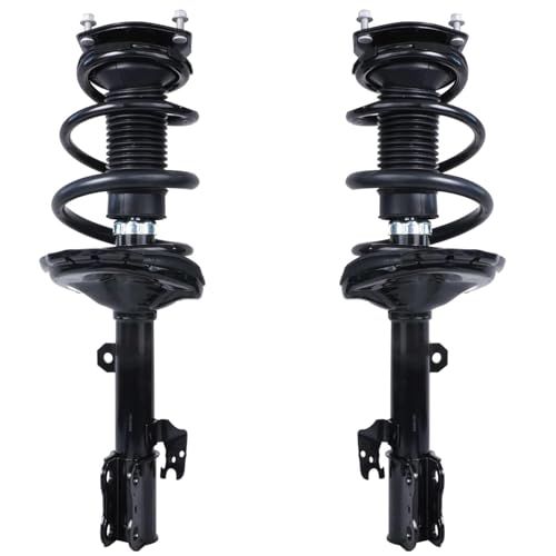 Image of Detroit Axle - Front 4pc Steering Knuckles Kit for 04-07 Toyota Highlander, 2 Steering Knuckles & Wheel Bearing Hubs 2 Struts w /Coil Spring 2004 2005 2006 2007 Replacement Suspension
