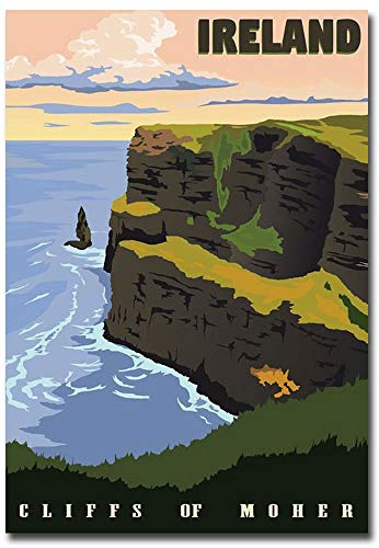 Imán de nevera vintage Cliffs of Moher Irlanda miniatura 1